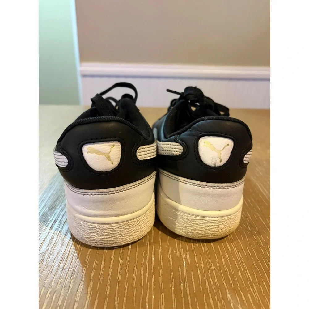 Puma Ralph Sampson Low Mens Size 9.5 Black White Leather Sneakers 370846-01